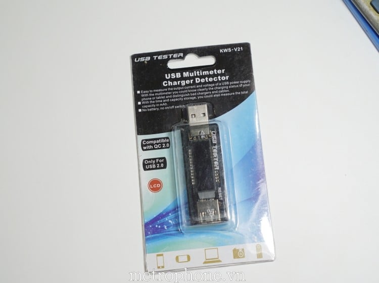 Đo điện áp dòng điện cho thiết bị di động USB Tester - Metrophone.vn