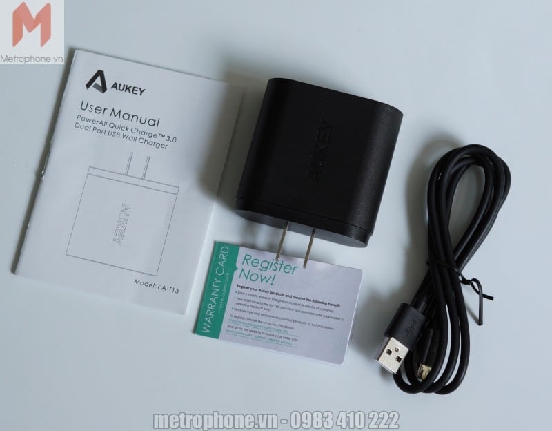 Cục sạc Aukey 2 cổng Quick Charge 3.0 PA-T13 - Metrophone.vn