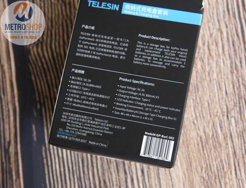 Pin GoPro 5 / 6 Telesin - Metrophone.vn