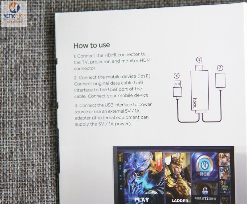 Cáp HDMI xuất ra Tivi cho iPhone iPad Hoco - Metrophone