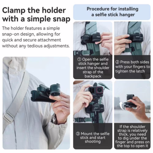 Kẹp giữ gậy Action Cam gắn Balo - thắt lưng aMagisn AM12