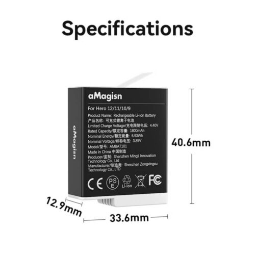 Pin GoPro 12 / 11 / 10 / 9 aMagisn 1800mAh